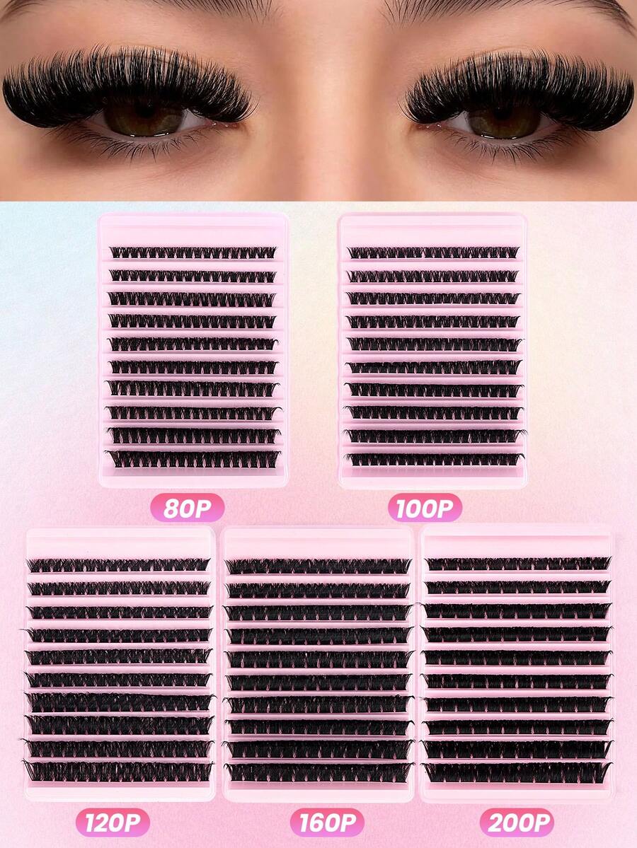 MAANGE 120/140/160/180簇加厚單根假睫毛,DIY接睫毛,80D/100D/120D/160D/200D,濃密仙女風分段簇睫毛,混捲,柔軟輕盈,易於佩戴,適合居家化妝,女性化妝愛好者的完美禮物 - D - 查看 1