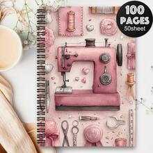 Cuco ma soprattutto colleziono tessuti - Taccuino a spirale con design vintage di macchina da cucire con motivi floreali e rocchetti di filo, carta da scrivere a righe, ideale per scuola, ufficio, diario, regalo per appassionati di cucito, forniture scolastiche - Multicolore - Visualizzare 19