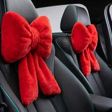 2 Pcs Car Neck Pillow Plush Bow Headrest Pillow Pink Leopard Seat Neck Support Accessories For Driving Travel - Pink - View 14