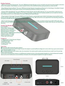 KZ Bluetooth 5.3 Audio Receiver Adapter, Wireless Stereo Music, Supports 3.5mm AUX R/L RCA Interface And USB Playback, Suitable For Desktop Speakers And Amplifiers - With RCA Cable - View 3