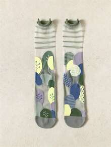 1 Pair Women's Ultra-Thin Summer Sheer Glass Silk Mid-Calf Socks, Sweet Cute Slouch Socks, Suitable For Daily And Date Wear - Multicolor - View 15