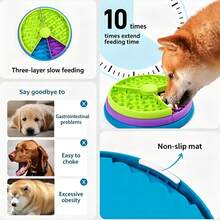 3 Layer Maze Slow Feeder Dog Bowl, Interactive Puzzle Feeding Tray To Slow Down Eating Prevent Bloating & Obesity - 300ml - View 5