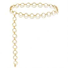 1pc Hip Hop Punk Double Ring Metal Waist Chain, Vintage Versatile Body Chain (Random Number Of Rings) - Gold - View 1