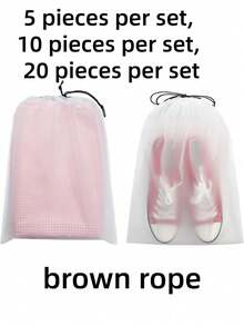 5/10/20pcs Transparent Plastic Travel Shoe Bags, 15.7" X 11.8" / 40cm X 30cm, Portable Drawstring Storage Bags, Waterproof & Dust-Proof Shoe Storage Bags, Drawstring Shoe Covers, Suitable For Sports Shoes, Clothes, Dirty Laundry, Luggage, Bedroom, Closet, Essential For Travel And Daily Home Use - View 15