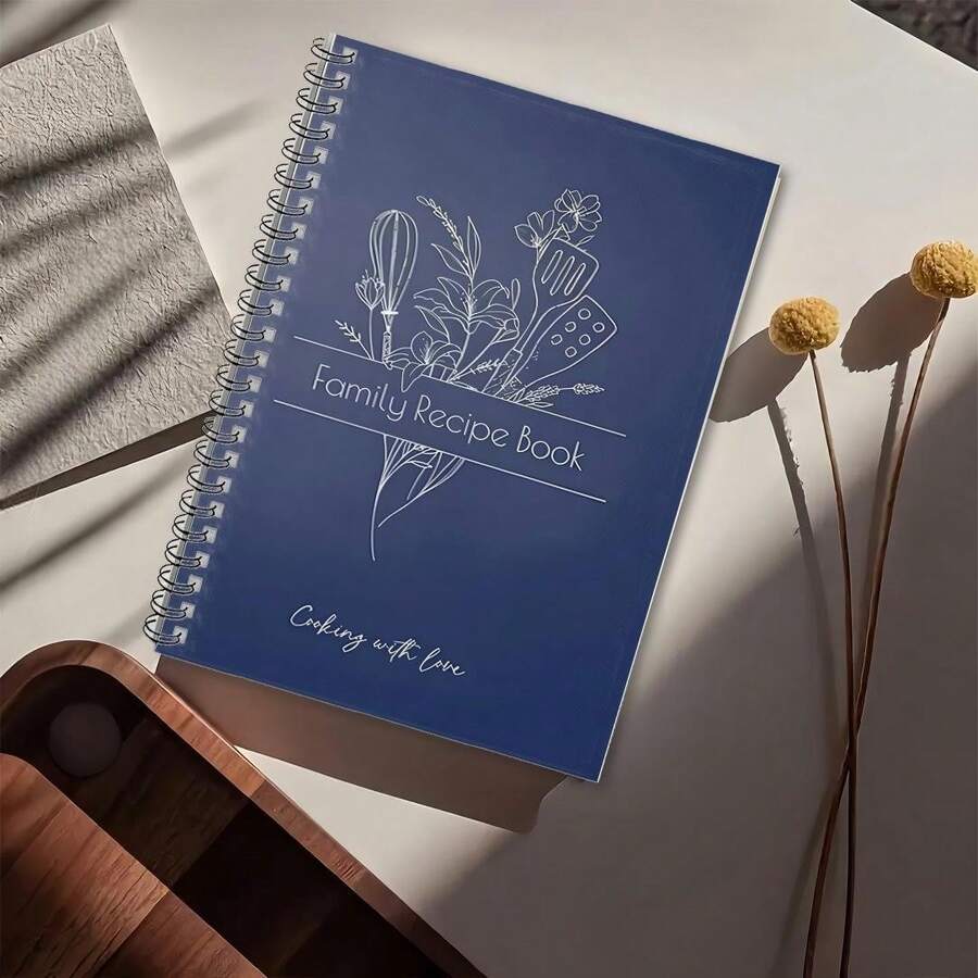 1 Pc A5 Spiral Bound Blank Recipe Notebook, Suitable For Cooking Enthusiasts, Simple Minimal Kitchen Art Planner, Can Be Used For School Supplies And Back To School Season. - Minimal - View 1