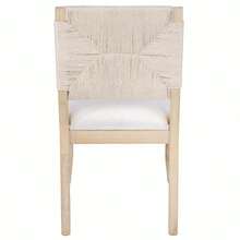 French Country Dining Chairs Set Of 2, Beige Farmhouse Woven Back Kitchen Chairs, Boho Linen Upholstered Solid Wood Accent Chairs, Dining Room Furniture - Beige - View 12