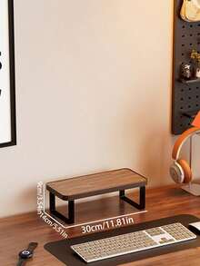 1pc Computer Monitor Stand, Laptop Cooling Stand, Space-Saving Desktop Organizer, Sturdy And Durable, Desktop Monitor Height Adjuster, Suitable For Gaming Room, Office, Bedroom, Home Decor - Brown - View 12
