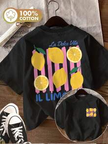 -Women's Casual Shirt, Double-Sided Print, Fresh Lemon Pattern, Ideal For Spring-Earth, Item. - 白色 - 查看 7