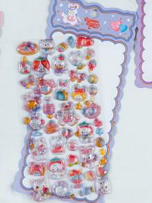 Japanese Style Mini Sweet 3D Embossed Unicorn Stickers, Cute Planner DIY Decorative Stickers, Stationery Diary Decoration, Student Supplies - Multicolor - View 3