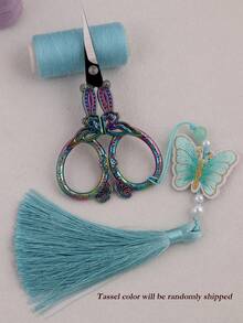 Butterfly Embroidered Scissors With Tassel Pendant, Stainless Steel Vintage Handmade Sewing Scissors, Compact Sharp Embroidery Scissors, For Needlework, Cross Stitch, Patchwork, Thread Trimming, Perfect Gift For DIY Enthusiasts - Pointed Scissors - View 13