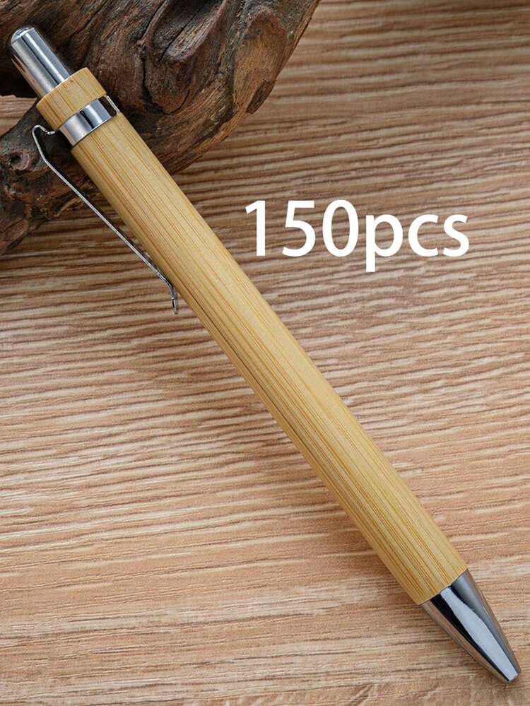 1/5/10/50pcs Customized Text/Logo Bamboo Ballpoint Pen For Wedding Favors, Office, Back To School, Graduation Gift, Reusable, Personalized Gift - Brown - View 21