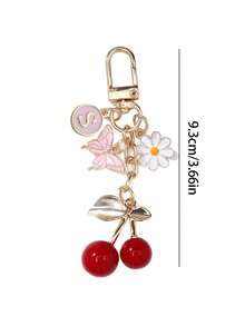 Charm de Bolsa Fofo Rosa Cereja Borboleta & Letra A-Z - Pendente de Moda para Mochila Cereja, Chaveiro, Pendente de Liga de Letra A-Z, Pendente para Auriculares, Ornamento Pendente para Carro, Charm Decorativo, Chaveiro Cereja, Ornamento de Bolsa, com Clipe de Bolsa, Joias de Resina Brilhante & Metal, Adequado para Carteira e Mochila Feminina - Multicolorido - Ver 11