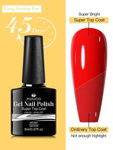 MSRUIOO 1 pieza 8ml Esmalte de uñas gel Super Top Coat, súper brillante, de larga duración por 45 días, función de base gel y top coat mate, esmalte de uñas gel removable para manicura y arte de uñas para casa y salón - Ver 13