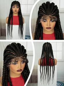 A ANYTIME Peluca de Dreadlocks Largos Africanos de Moda Trenzados a Mano de Encaje Completo de Alta Gama - Negro - Ver 16