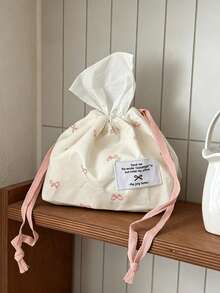 Sweet Bow Storage Bag, Portable With Large Capacity, Digital, Beauty Storage Pouch, Tissue, Multi-Functional Portable Storage Bag For Daily Outings. - Multicolor - View 9