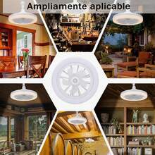 Mini Ceiling Fan With E27 Light & Remote Control, 10'', 3 Speeds, Dimmable LED Light, 360° Adjustable Angle, Timer Function, For Home, Bedroom, Living Room, Kitchen, Dining Room, Office, Study - 1 - View 2