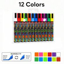 12pcs/Set Washable & Wet Erasable Liquid Chalk Markers In PVC Box, Suitable For Blackboard, Chalkboard Signs, Whiteboards, LED Glass Windows, Car Windows, Fluorescent Advertising Chalk Pens Back To School - Multicolor - View 18