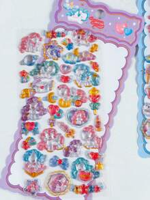 Japanese Style Mini Sweet 3D Embossed Unicorn Stickers, Cute Planner DIY Decorative Stickers, Stationery Diary Decoration, Student Supplies - Multicolor - View 4