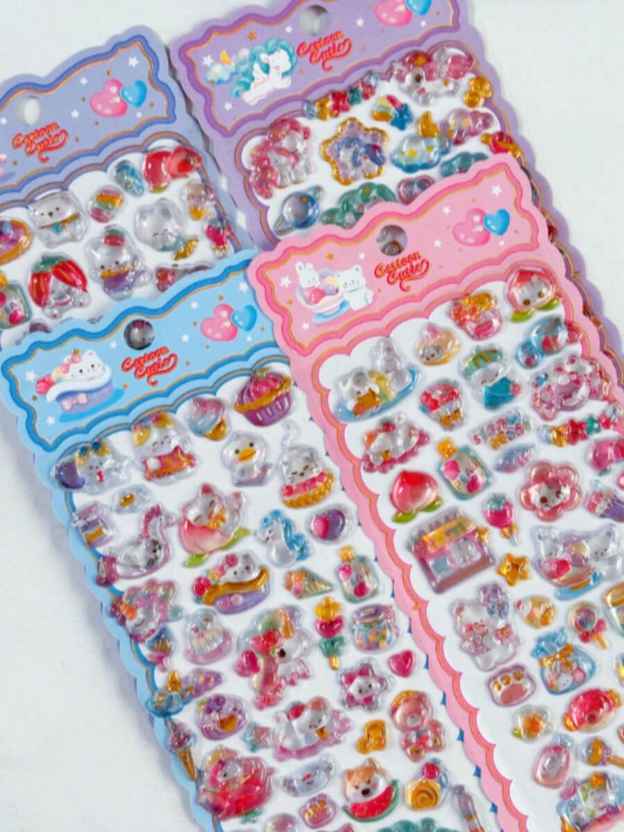 Japanese Style Mini Sweet 3D Embossed Unicorn Stickers, Cute Planner DIY Decorative Stickers, Stationery Diary Decoration, Student Supplies
