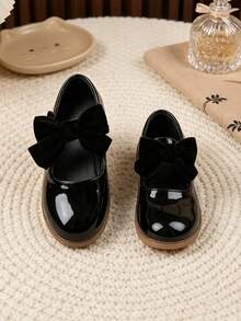 1 Pasang Sepatu Flat Elegan Minimalis Gaya Inggris dengan Pita, Warna Polos, Cocok untuk Anak Perempuan, Cocok untuk Pemakaian Sehari-hari, Musim Semi/Panas - Hitam - View 4