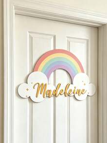 1pc Personalized Wooden Double Layer Custom Name Decor, Bowknot Decoration, Laser Cut Cursive Font Door Wall Plaque, Multiple Colors Available, Bedroom, Living Room, Wedding Housewarming Gift - Style 1 - View 7