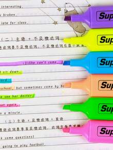 6Pcs/4Pcs Classic Highlighter Pens, Dual Tip Marker Pens, Quick-Drying Water-Based Highlighters, Non-Bleeding Marker Pens For Office, School, Journals, Note Taking, Study Supplies, Back To School - Multiple Styles - View 2