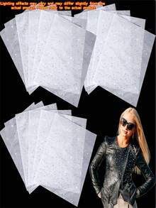 6pcs Iron-On Crystal Transfer Patches, Hot-Melt Rhinestone Patches, AB Color Glitter Hot-Melt Rhinestones, 2mm And 4mm Flat Round Rhinestone Transfer Patches, Suitable For Clothing DIY Craft Decoration - Multicolor - View 7
