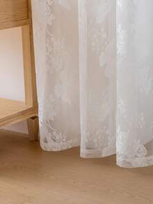 1PC Ivory Lace Curtain, Rustic Style, Simple Butterfly Floral Pattern Lace Curtain, Suitable For Living Room, Bedroom, Kitchen And Other Windows, Eyelet Design Privacy Lace Curtain - 1PC - View 6