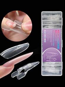 120PCS/Box Rocket Sandwich Nail Form Mold, 60Pcs Top Mold+60Pcs Bottom Mold 15 Sizes Clear Reusable Acrylic Nail Dual Forms, No Clips No Paper Forms, Quick Poly Nail Extension Molds For Beginners & Salon Use - Clear - View 2