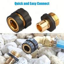 3/4" American GHT Faucet Quick Connector, 6-Thread Aluminum Alloy Water Pipe Adapter, American Faucet To Garden Hose Quick Adapter For Car Washing And Watering - A - View 4