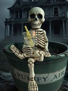 1pc Halloween Skeleton Planter Plant Decor, Funny Skeleton Statue Flower Pot, Suitable For Halloween Party Decoration, Halloween Gift, Balcony Potted Plants, Party Tabletop Decor, Haunted House Atmosphere Setup And Holiday Photo Props - One Size Fits All - View 4