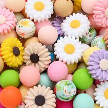 22Pcs Vibrant Daisy/Sunflower Theme Silicone Beads Set, Suitable For DIY Holiday Decoration Jewelry Making, Clothing Accessories, Home Decor, Home Handicrafts, Cultural Creative Handmade Accessories - Multicolor - View 3