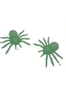 2pcs/Set Halloween Decoration Green Glow-In-The-Dark Spider, Ghost Festival Haunted House Horror Design Prop, Costume Accessory - Green - View 5