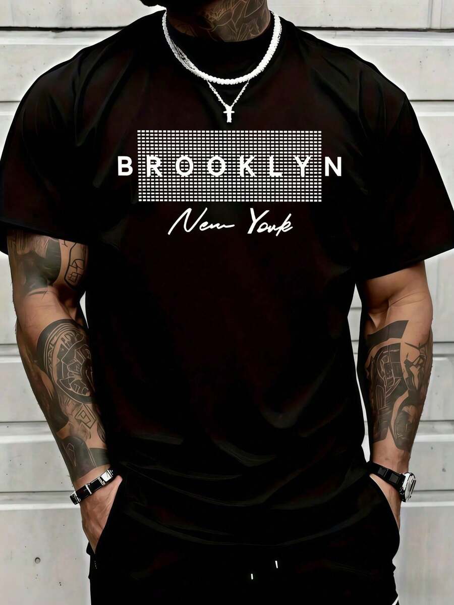 Za Unisex T-Shirt 100% Cotton Regular Fit With Graphic Print, Short Sleeve, Casual Style, Summer Streetwear, Urban Style, Printed Top, Vintage Fashion, Soft And Breathable. - 鏽棕色 - 查看 1