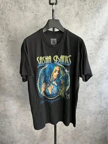 Sasha Banks Blueprint Tee Y2K With Large Logo - Black - View 1