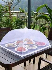 1pc Foldable White Mosquito/Insect Net Tent - Removable And Washable Mesh Tent, Suitable For Camping/Restaurant Style Vegetable Table - Multicolor - View 2