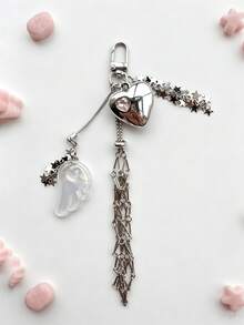 Y2K Style Lipstick Holder Charm Decor, Gyaru Style Heavy Metal Angel Wings Heart Shaped Lipstick Holder Charm, Suitable For Backpacks, Keychains And Other Accessories, Mesh Lipstick Charm - Multicolor - View 15