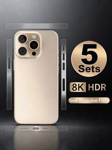 5組側邊水凝膠膜，相容 iPhone 17/17E/16E/16/15/14/13/12/11/17 Pro Max/16 Pro Max/17 Pro/15 Pro/Plus，HD透明防刮邊框保護膜螢幕保護貼 - 無色 - 查看 1