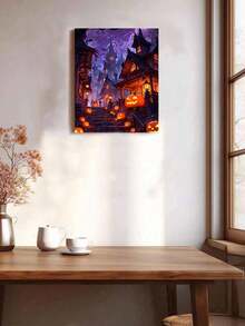 Halloween Pumpkin Castle DIY Number Painting Canvas Art Handmade Adult Home Wall Decor Holiday Birthday Gift Unique Artistic Room Decoration Set - Sets - View 2