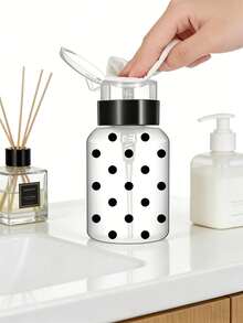 Cute Polka Dot Pattern Transparent Pet Reusable Travel Bottle, Makeup Remover Dispenser Bottle, Portable Pump Head Dispenser Bottle, Suitable For Nail Polish Remover, Toner And Makeup Remover, Round Top Design, Reusable, Makeup Remover Bottle, Travel Essential - Multicolor - View 5