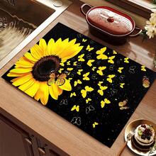 1pc Autumn Sunflower Flat Stove Protector Mat, Rubber Non-Slip Heat-Resistant Kitchen Utensil Protector Pad, Suitable For Induction Cooktop, Glass Stove, Multi-Functional Anti-Scratch Mat, Also Can Be Used As Oven, Washing Machine And Dryer Mouse Pad As Well As Kitchen Decor. - Multicolor - View 7
