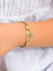1PC Customizable Letter And Text Bracelet, Stainless Steel Bracelet, Personalized Name Bracelet, Fashion Gift, Suitable For Daily Wear And Gifting, Customized Gift, Personalized Gift, Christmas And Thanksgiving Gift For Family - Multicolor - View 11