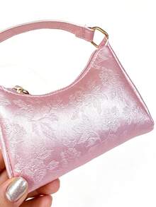 Pearlescent Glitter Shiny Mini Handbag, Minimalist Elegant Lipstick Pouch, Printed Crescent Moon Bag, Suitable For Daily Use - A - View 6
