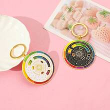 1 pieza Llavero con rueda de color giratoria, guía de teoría del color para artistas, anillo de metal para llaves, colgante de bolsa, regalo para pintores, diseñadores y estudiantes de arte - Multicolor - Ver 8
