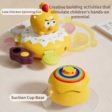 1pc Baby Table Suction Rotating Toy, Fun Chicken & Rabbit Rotating Sensory Cognitive Learning Educational Toy, Stress Relief Play - Multicolor - View 5