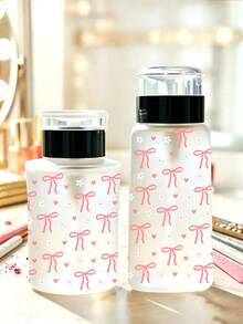 蝴蝶結圖案卸甲水瓶，適用於卸甲水－可重複填充旅行包裝瓶，適合居家、美甲沙龍與旅行使用。唇部與眼部卸妝液，可重複使用，卸妝瓶，旅行必備 - 彩色 - 查看 3