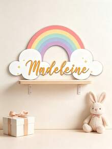 1pc Personalized Wooden Double Layer Custom Name Decor, Bowknot Decoration, Laser Cut Cursive Font Door Wall Plaque, Multiple Colors Available, Bedroom, Living Room, Wedding Housewarming Gift - Style 1 - View 8