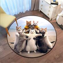 1pc Cat Photo Round Rug, Decorative Carpet, Bedroom Decor, Floor Mat, Carpet, Home Decor, Living Room Rug, Small Living Room Rug, Bedroom Rug, Living Room Home Decor, Outdoor Rug, Washable Carpet - Multicolor 5 - View 1
