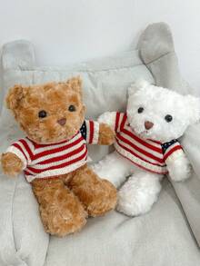 30CM Teddy Bear Plush Doll, Detachable Clothes, Children's Plush Doll, Baby Shower Decoration, Easter Gift, Brown, White, Perfect Birthday/Christmas Gift Large Doll, Teddy Bear Gift, Christmas Decoration, Home Decor And Birthday/Holiday Gift - Multicolor - View 4