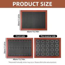 1 Or 2Pcs Perforated Double Sided Silicone Baking Sheet, 12x16 Inches Breathable Mesh Oven Liner With Macaron Bread Markings, Reusable Bake Mat For Cookie Pastry Bread Pizza - View 3